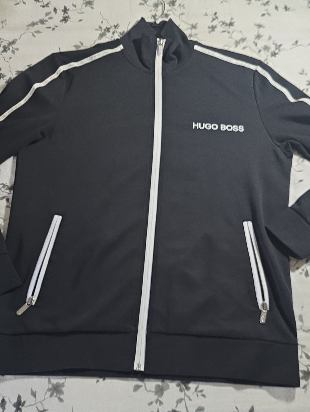 Hugo Boss Black Track Jacket Set  with White Trim, Sz S